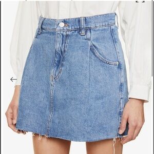 Free People Denim Mini Skirt with Frayed Hem